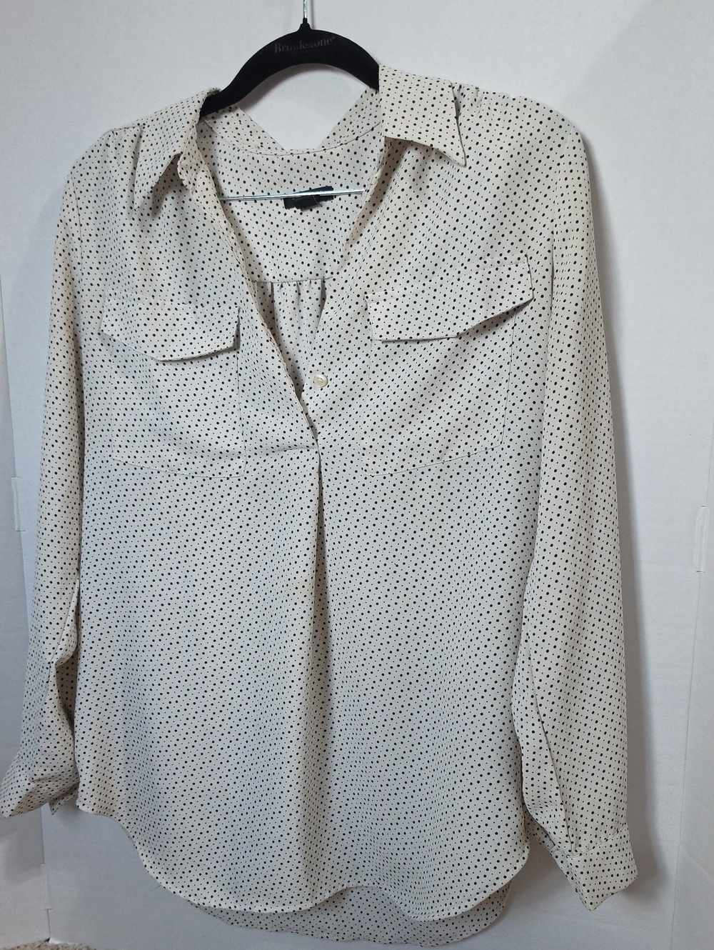 Ann Taylor Cream Polka Dot Button-Down Blouse